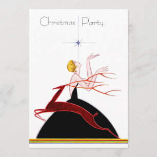 Invitation Fête de Noël Art Déco Flapper et Cerf