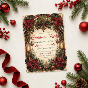 Invitation Fête de Noël Art Nouveau Luxueuse