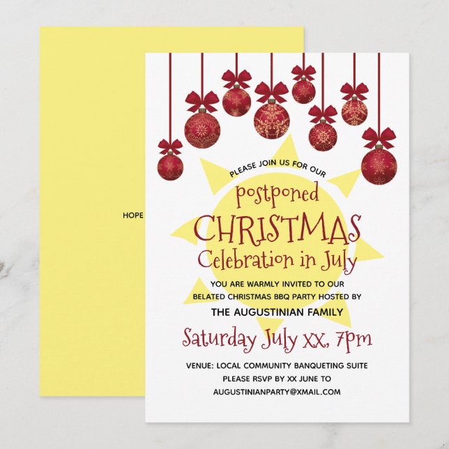 INVITATION FÊTE DE NOËL AU BBQ DE JUILLET (Devant / Derrière)