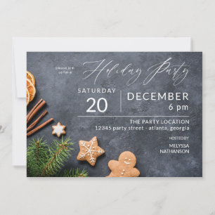 Invitation Fête de Noël au biscuit pain d'épice et orange