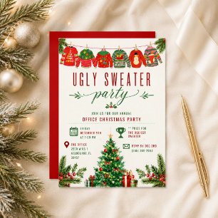 Invitation Fête de Noël au bureau avec un pull moche 