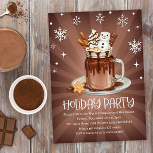 Invitation Fête de Noël au cacao chaud avec marshmallow bonho
