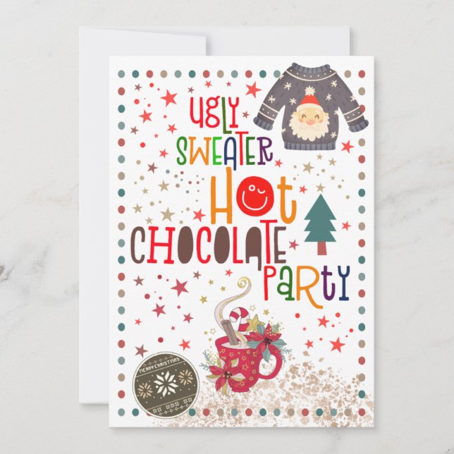 Invitation Fête de Noël au chocolat chaud (Devant)