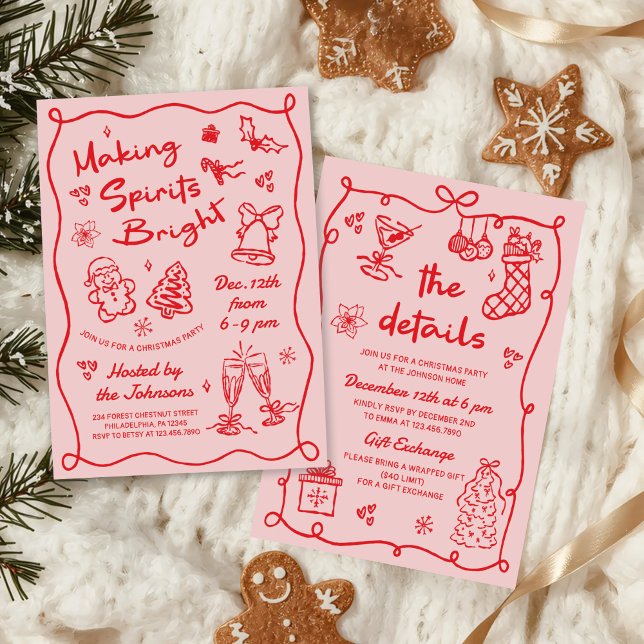 Invitation Fête de Noël au dessin animé pour égayer les espri (Créateur téléchargé)