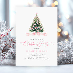 Invitation Fête de Noël au dîner rose