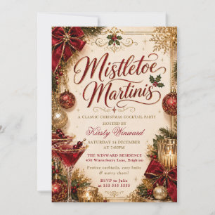 Invitation Fête de Noël au gui et aux martinis