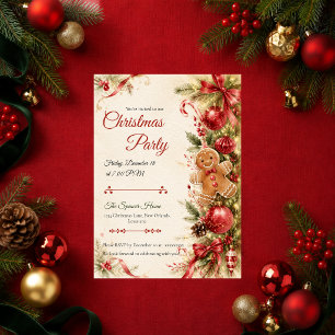 Invitation Fête de Noël au pain d'épice fantaisiste