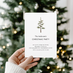 Invitation Fête de Noël au pin aquarelle