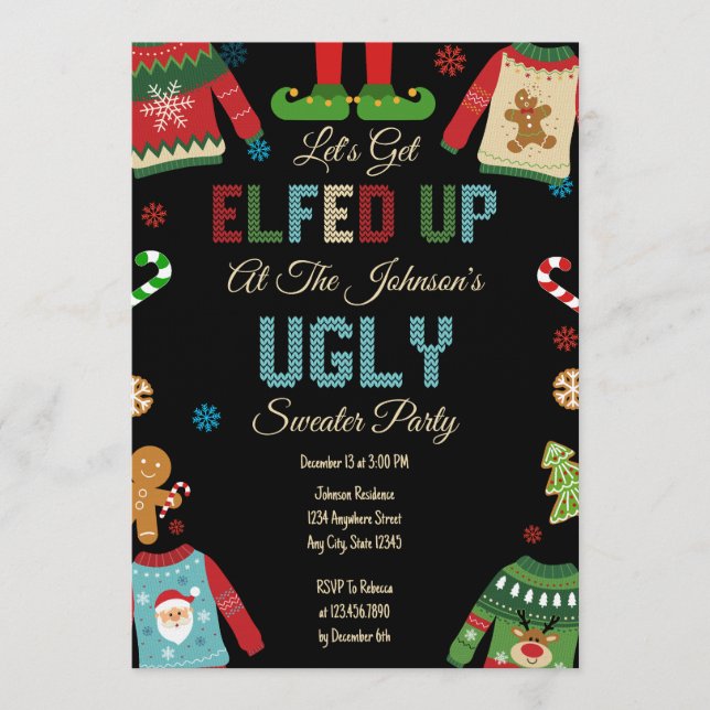 Invitation Fête de Noël au pull moche (Devant)
