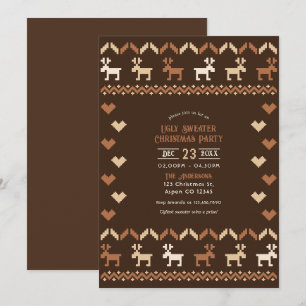 Invitation Fête de Noël au pull moche au Cacao et à la Cannel
