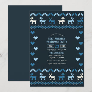 Invitation Fête de Noël au pull moche ciel nordique