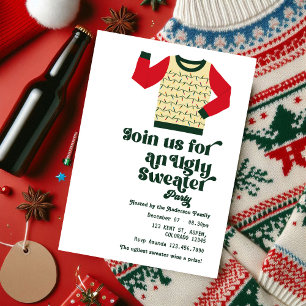 Invitation Fête de Noël au pull moche rétro