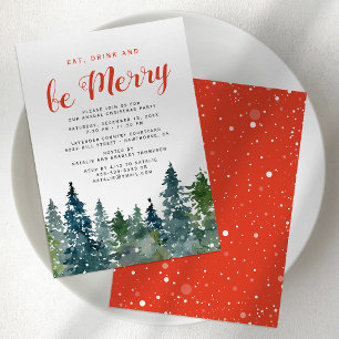 Invitation Fête de Noël autour de l'arbre de Noël rustique