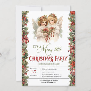 Invitation Fête de Noël aux anges victoriens rétro élégants