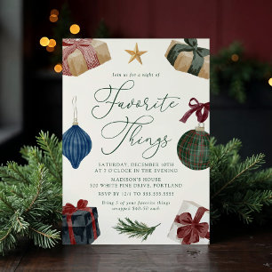 Invitation Fête de Noël aux aquarelles élégantes des choses p