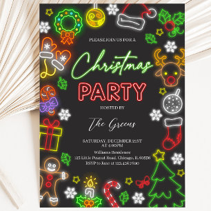 Invitation Fête de Noël aux Lumières Néon