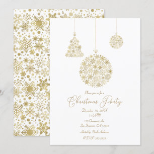 Invitation Fête de Noël aux ornements dorés