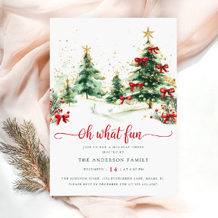 Invitation Fête de Noël aux Pins Aquarelle