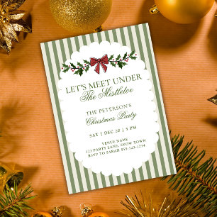 Invitation Fête de Noël aux rayures festives vintage