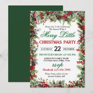 Invitation Fête de Noël avec Bordure de Houx Festive