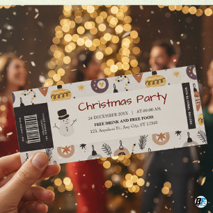 Invitation Fête de Noël avec code à barres et nom DJ, Passe d