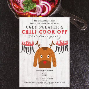 Invitation Fête de Noël avec concours de pulls moches et de c