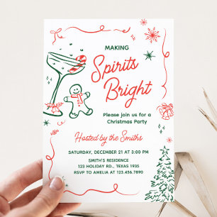 Invitation Fête de Noël avec des esprits brillants