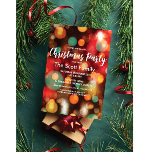 Invitation Fête de Noël avec des lumières de Noël