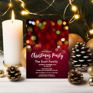 Invitation Fête de Noël avec des lumières de Noël