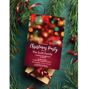 Invitation Fête de Noël avec des lumières de Noël