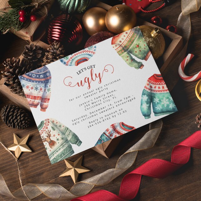 Invitation Fête de Noël avec des pulls moches et ringards (Créateur téléchargé)