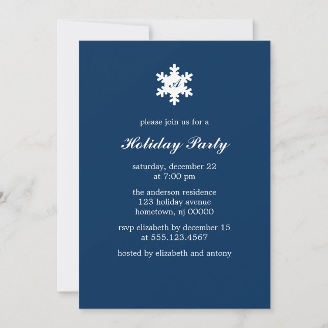 Invitation Fête de Noël avec du charme de flocons de neige (Devant)