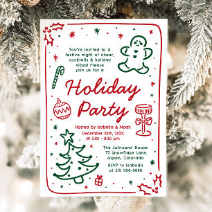 Invitation Fête de Noël avec main fantaisie