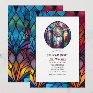 Invitation Fête de Noël avec Rosace de Vitrail