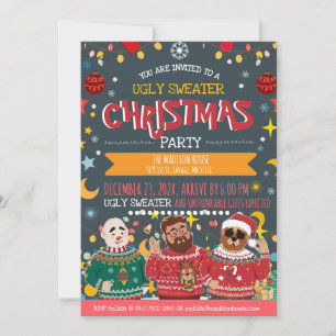 Invitation Fête de Noël avec un concours de pulls moches