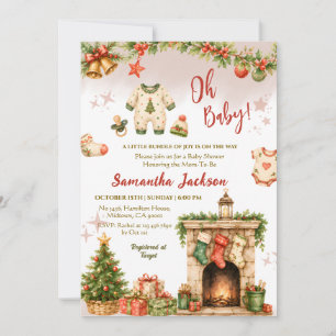Invitation Fête de Noël bébé Baby Shower d'hiver