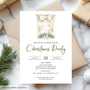 Invitation Fête de Noël Beige Sage Neutre Fantaisiste