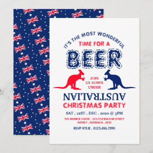 Invitation Fête de Noël Bière de Kangourou, Drapeau Australie