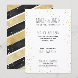 Invitation Fête de Noël Black & Gold