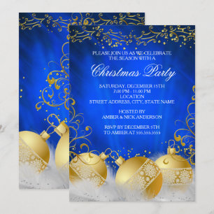 Invitation Fête de Noël Blanche Bulle d'Or Bleu Royal