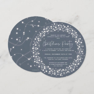Invitation Fête de Noël Bleu Rond