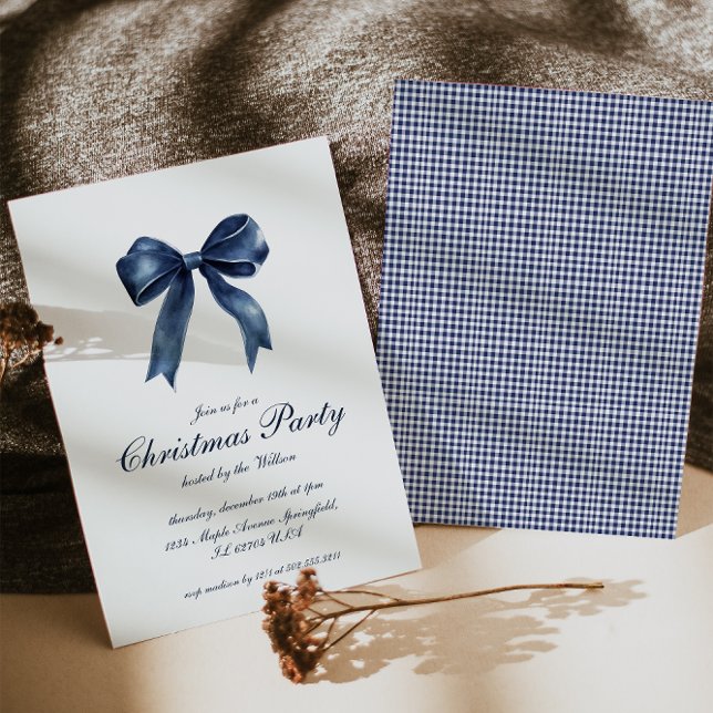Invitation Fête de Noël bleu traditionnel (Créateur téléchargé)