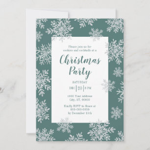 Invitation Fête de Noël Blue Winter Snowflacon