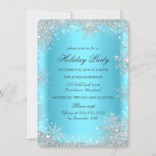 Invitation Fête de Noël Blue Winter Wonderland