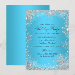 Invitation Fête de Noël Blue Winter Wonderland