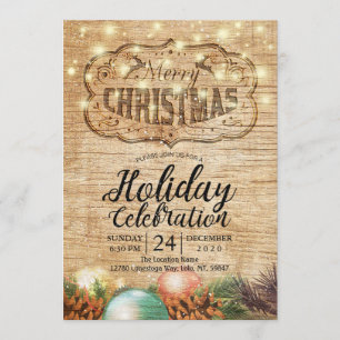 Invitation Fête de Noël Bois rustique