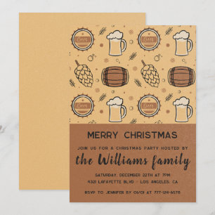 Invitation Fête de Noël  Boissons à la bière Rustique