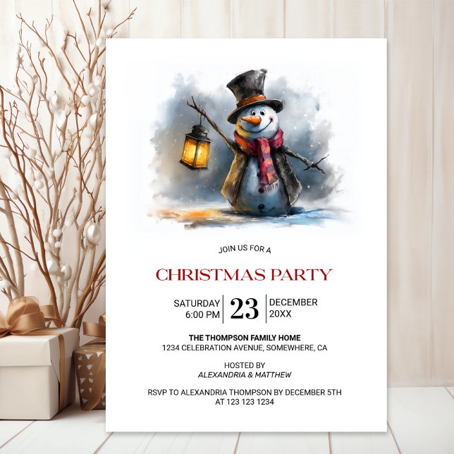 Invitation Fête de Noël Bonhomme de Neige Fantaisiste (Créateur téléchargé)