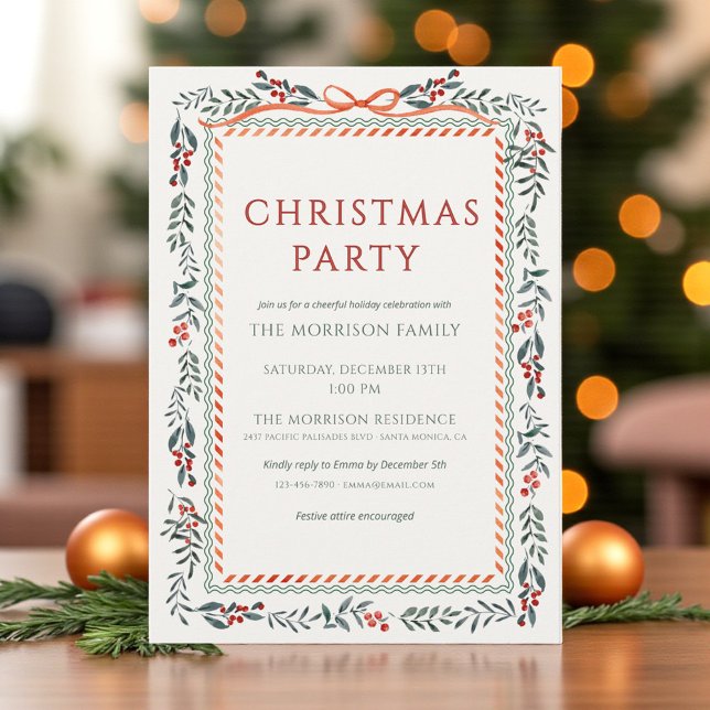 Invitation Fête de Noël Botanique hivernal Vacances (Créateur téléchargé)