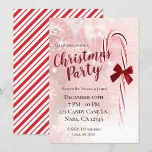 Invitation Fête de Noël Candy Cane d'hiver